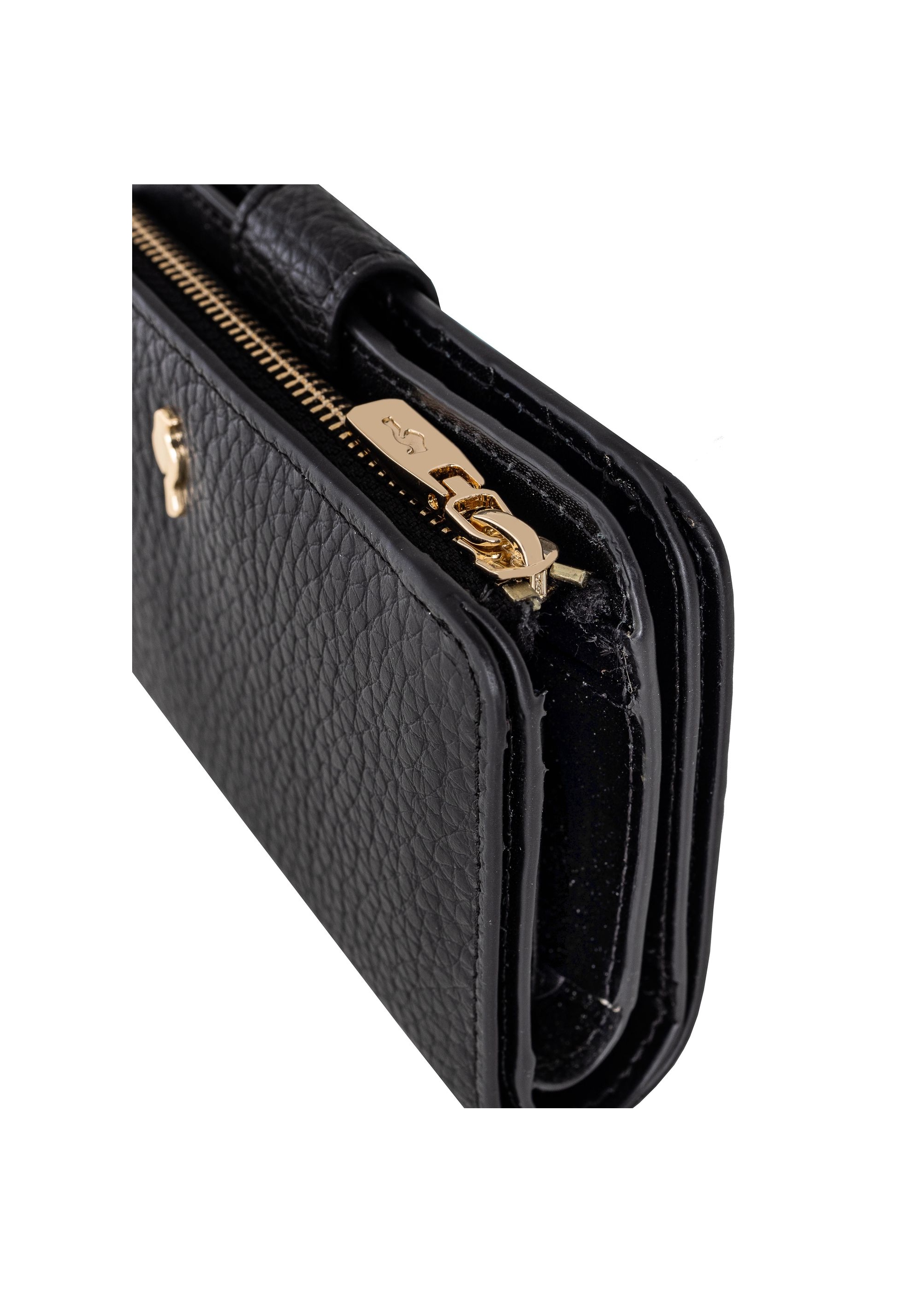 Women's black leather wallet PORES-0896-99(W24)-07