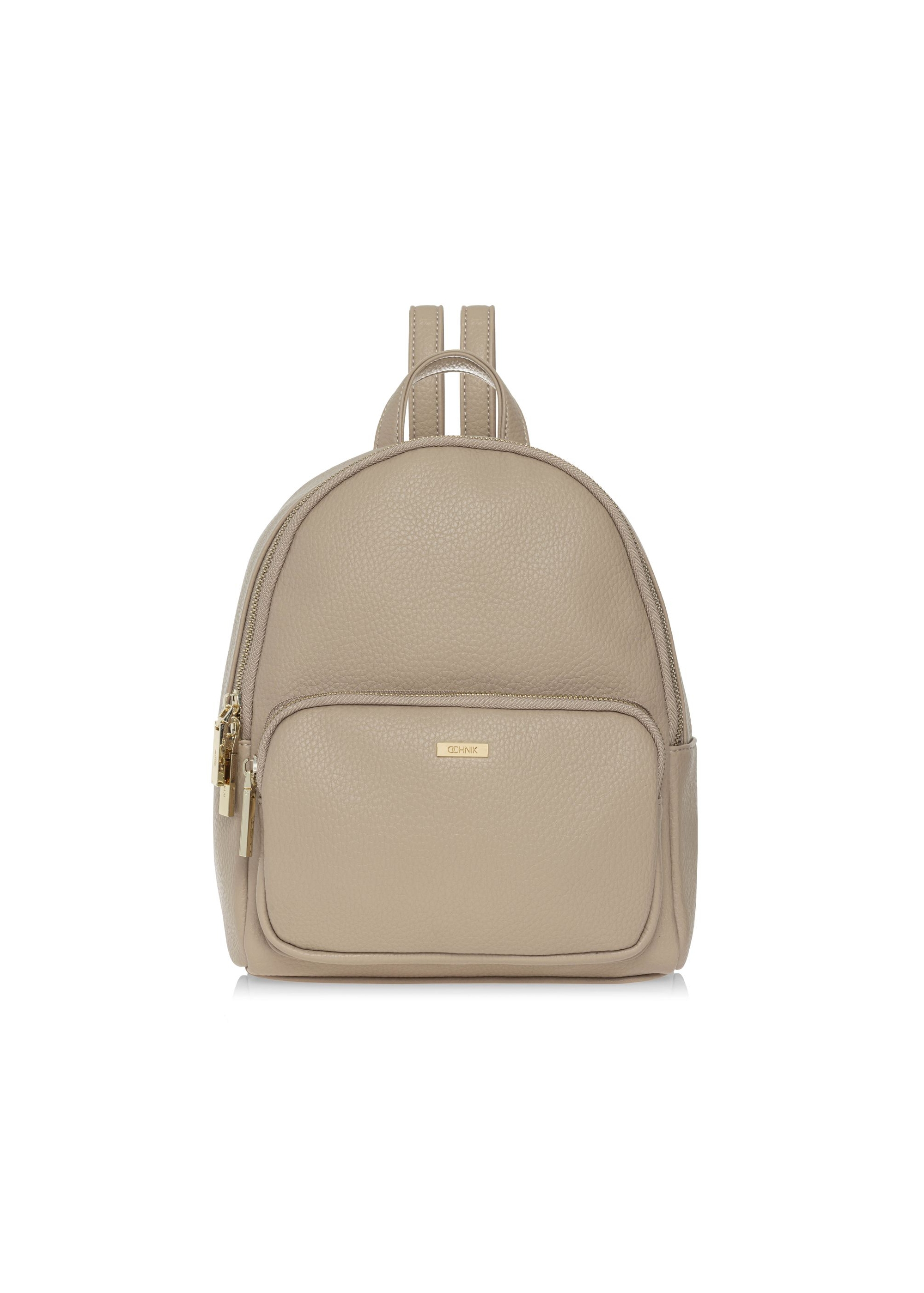 Beige women's backpack made of imitation leather TOREC-1014-81(W25)-01