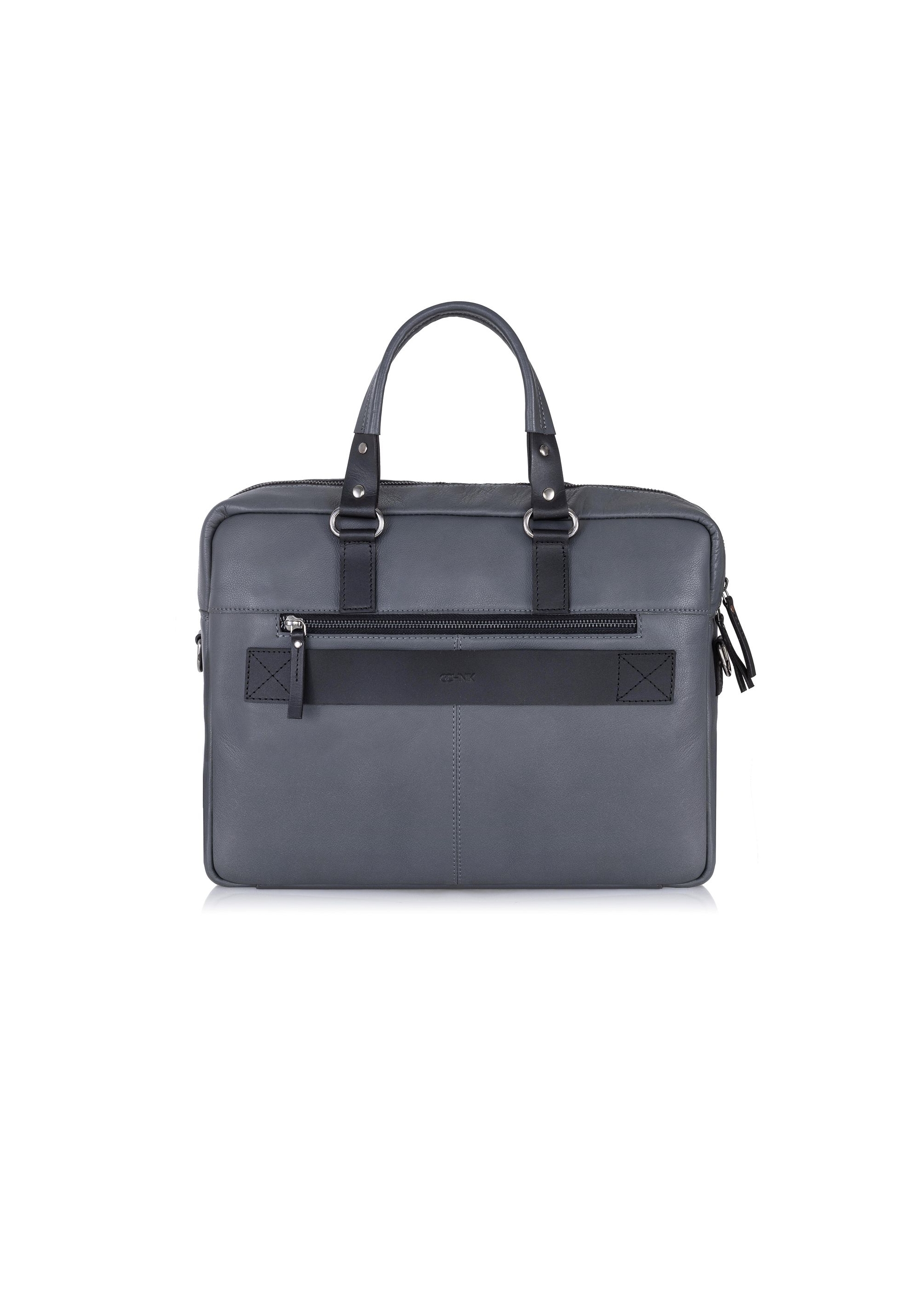 Grey men's leather business bag TORMS-0406-95(Z23)-04