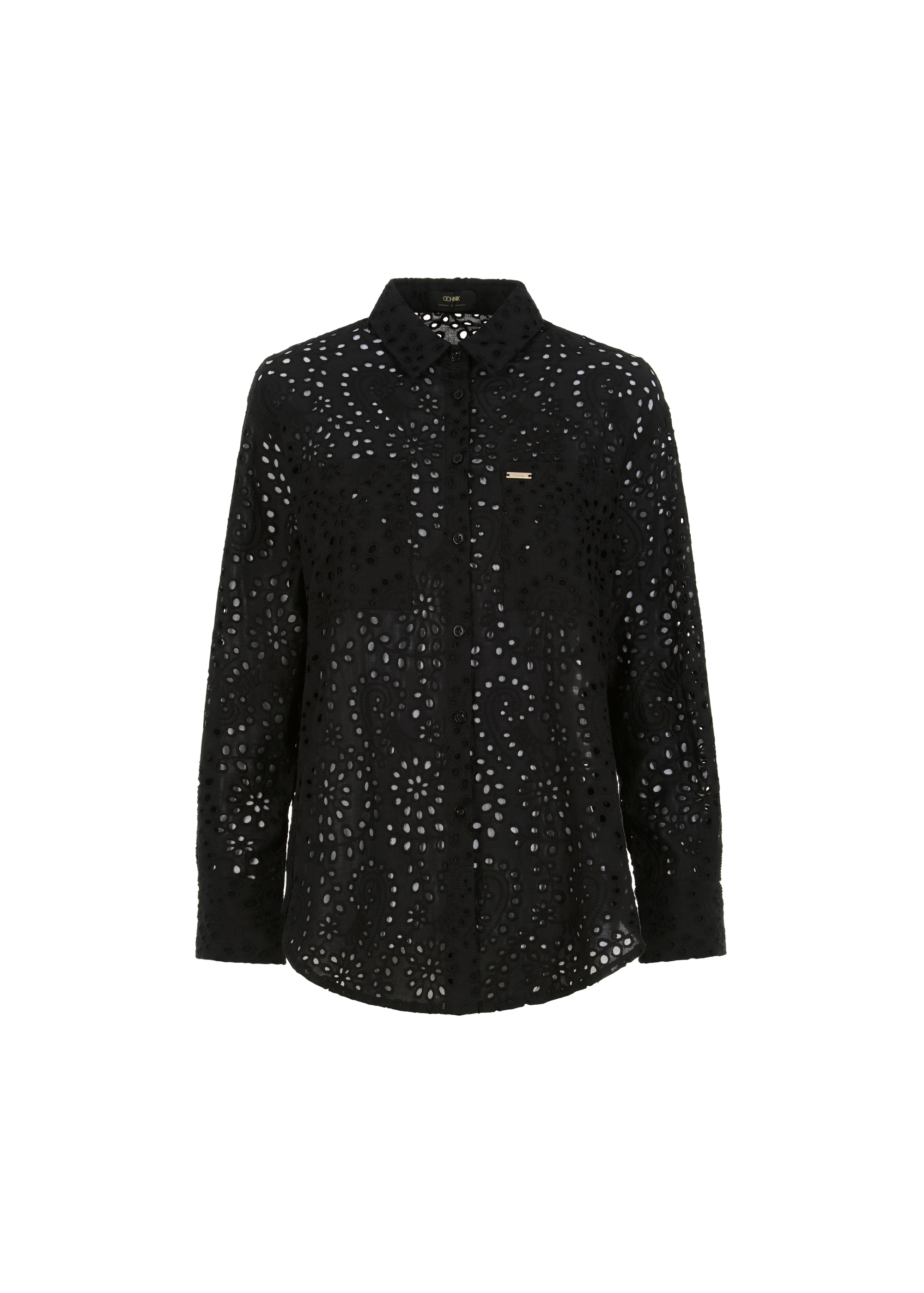 Women's black openwork shirt KOSDT-0147-99(W23)-06