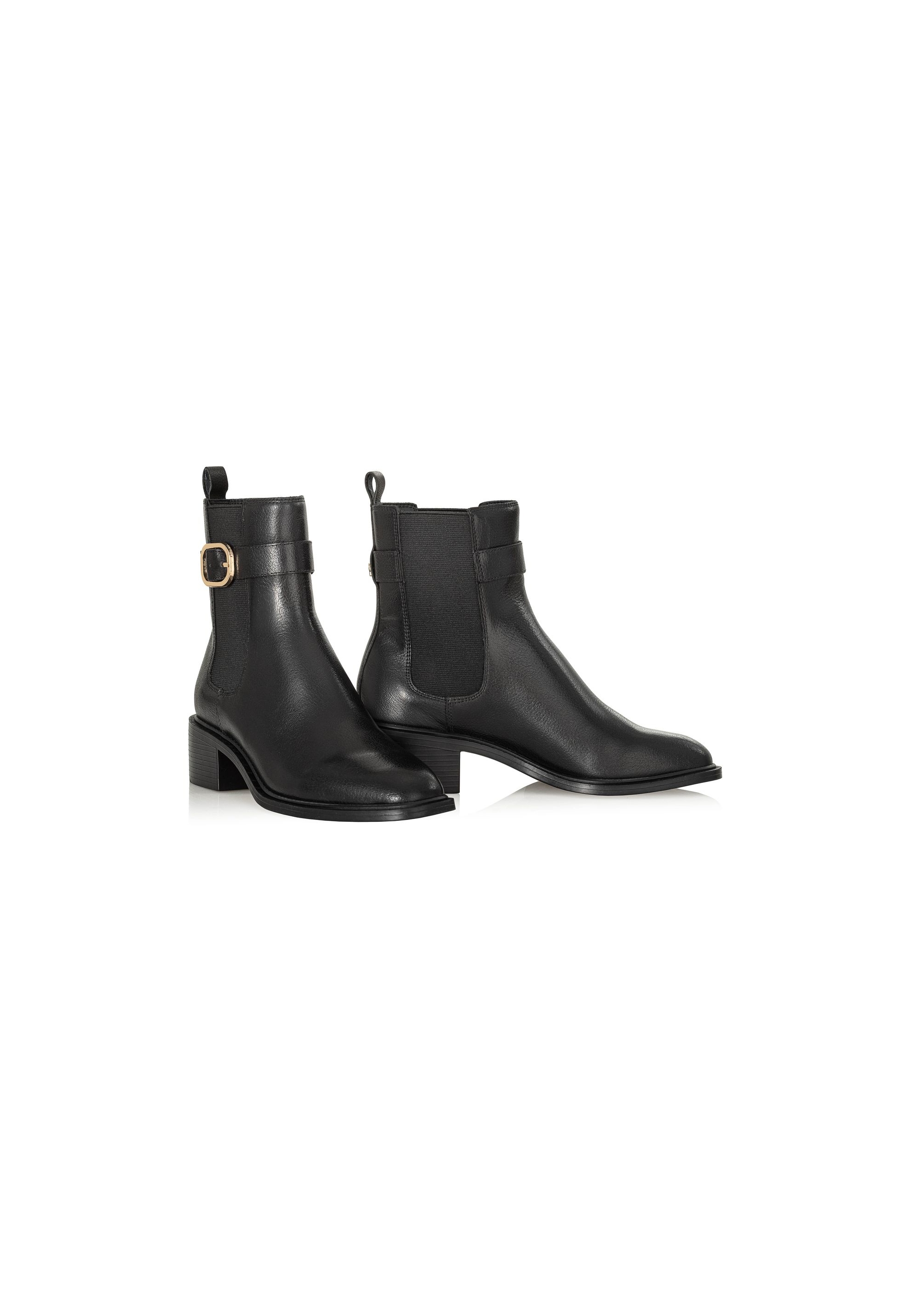 Black leather women's ankle boots BUTYD-1128-99(Z24)-03