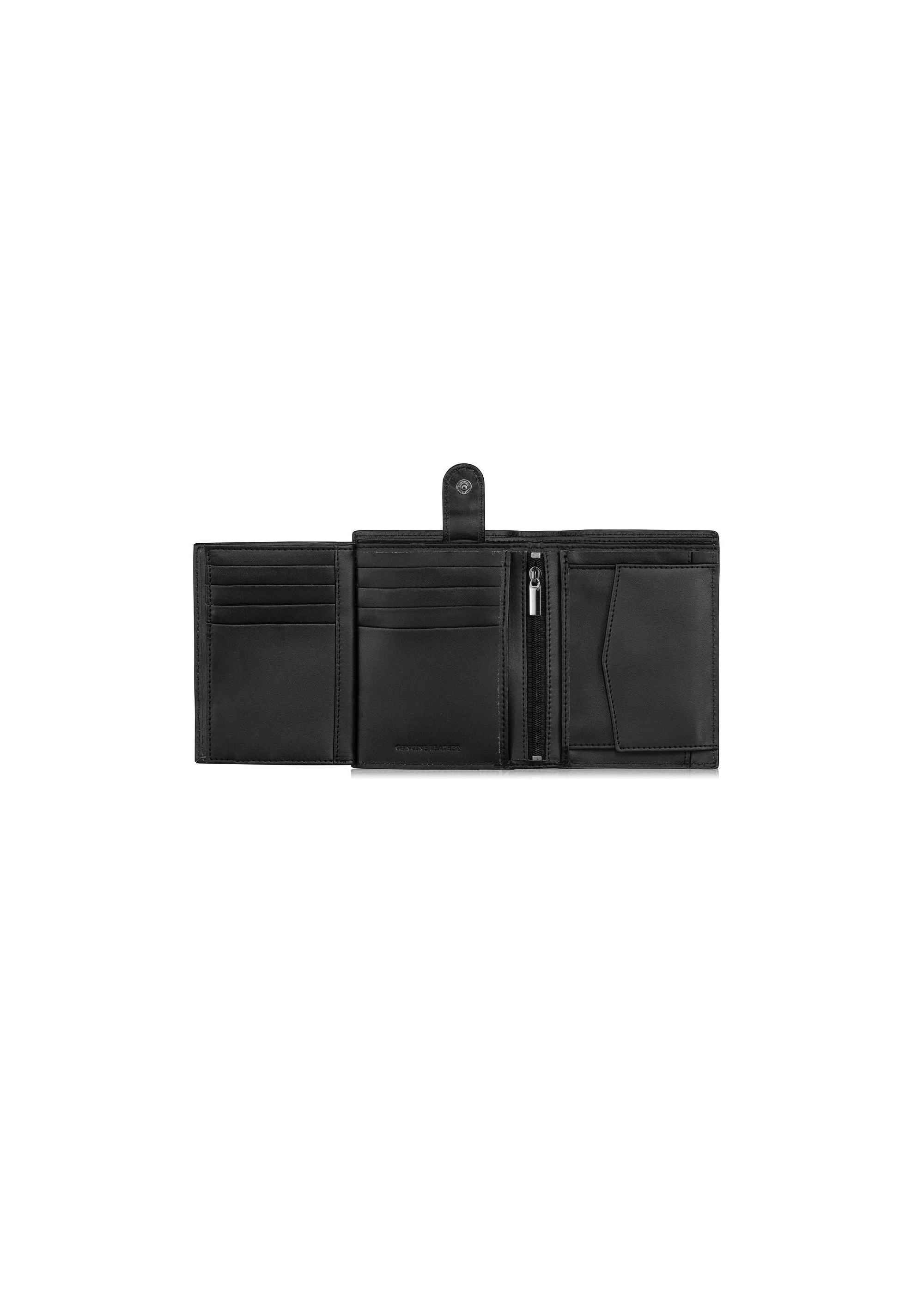 Men's black leather wallet with monogram PORMS-0600-98(Z23)-05