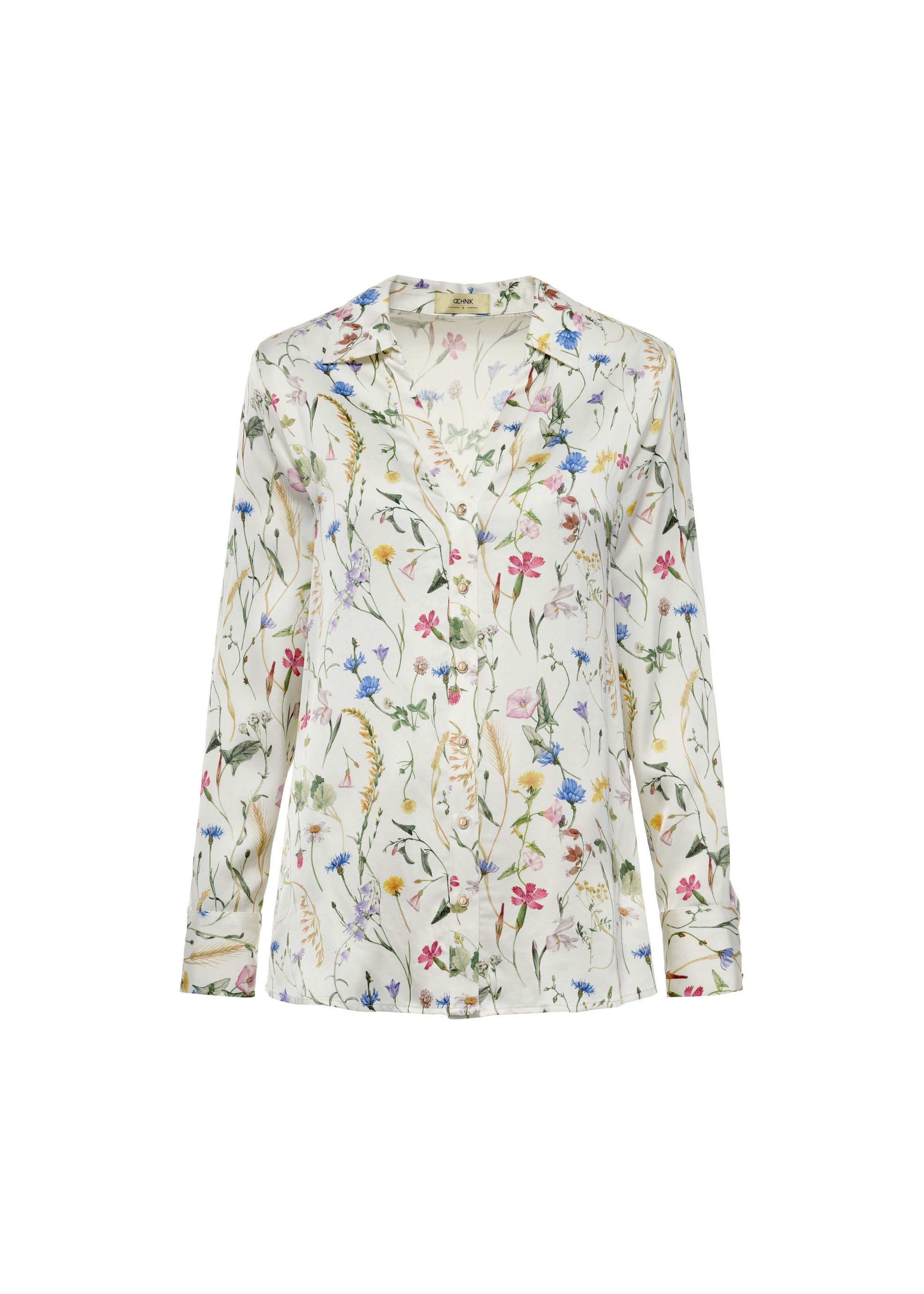 Cream women's floral shirt KOSDT-0155-16(W25)-04