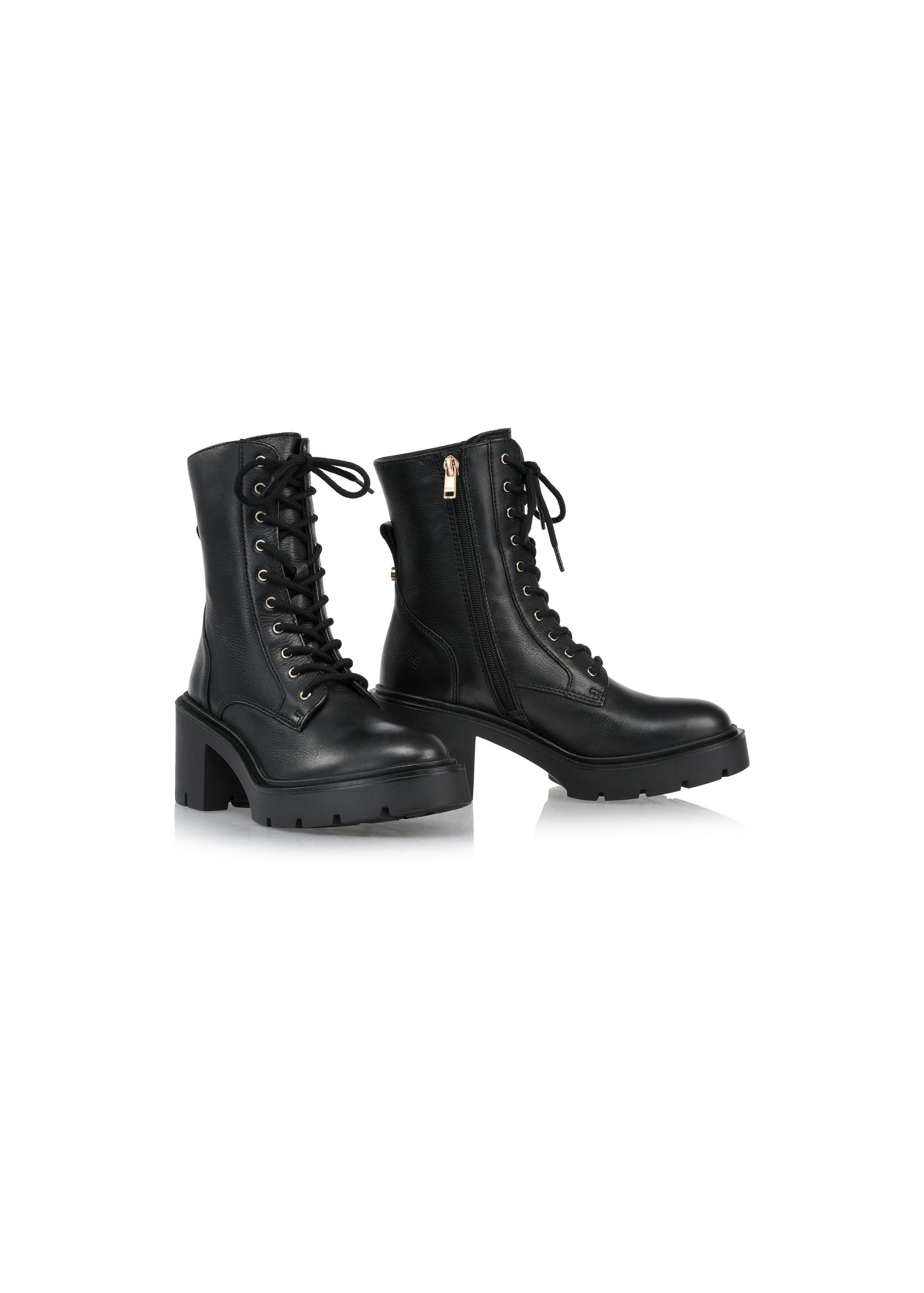 Black leather high heel ankle boots BUTYD-1095-99(Z24)-02