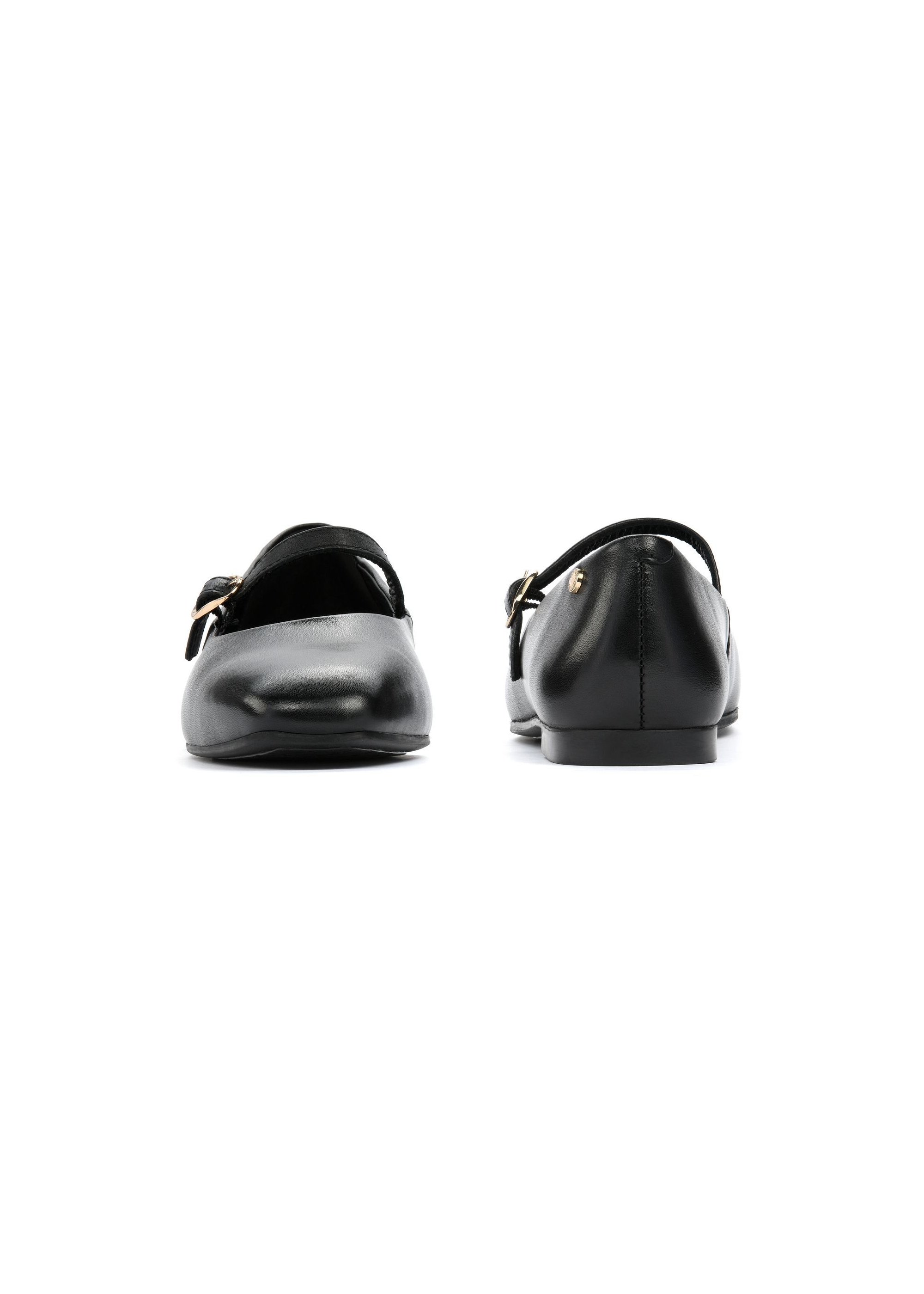 Black leather ballet flats with strap BUTYD-1145-99(W25)-04