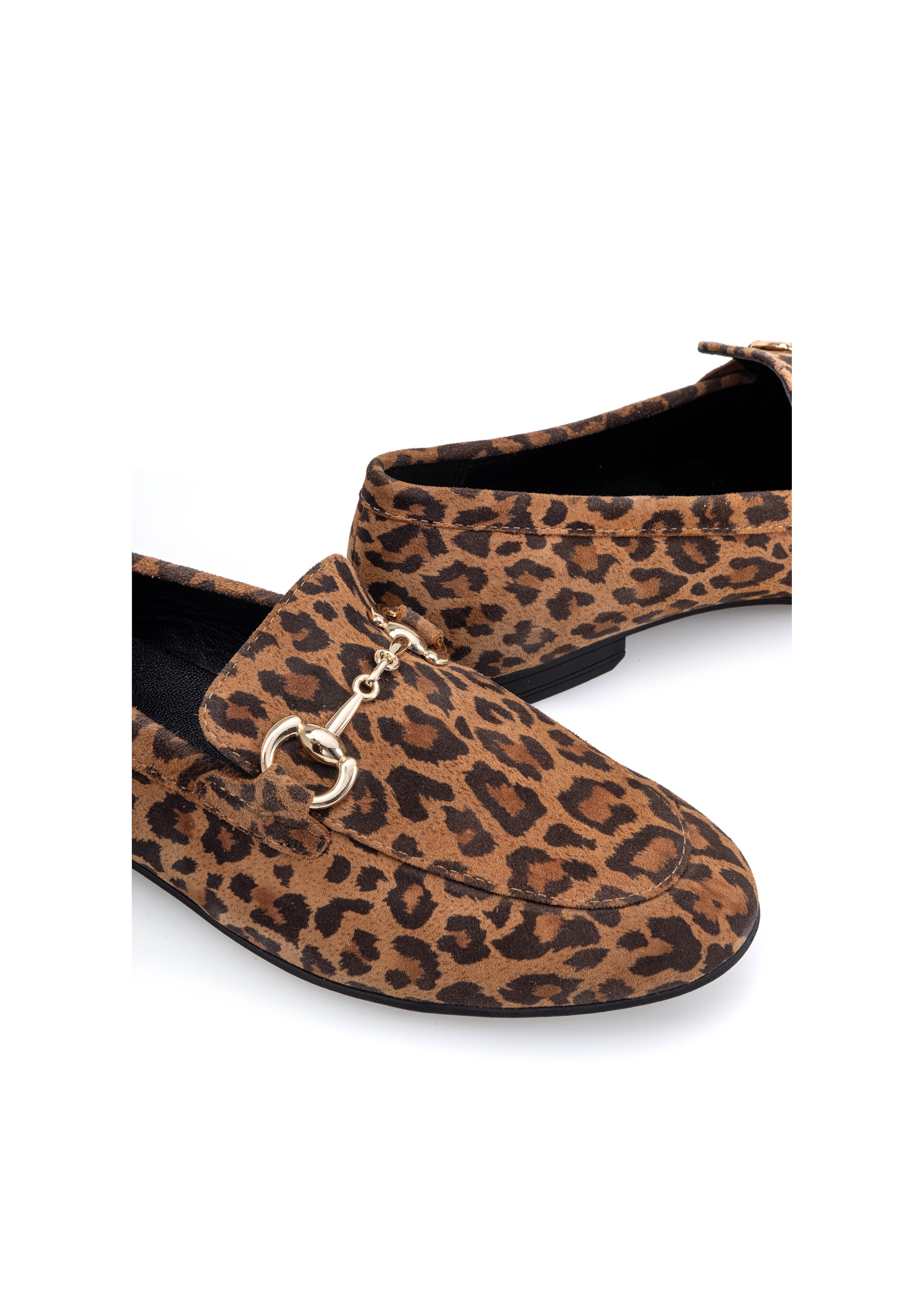 Women's leather loafers in leopard print BUTYD-1181-86(W25)-07