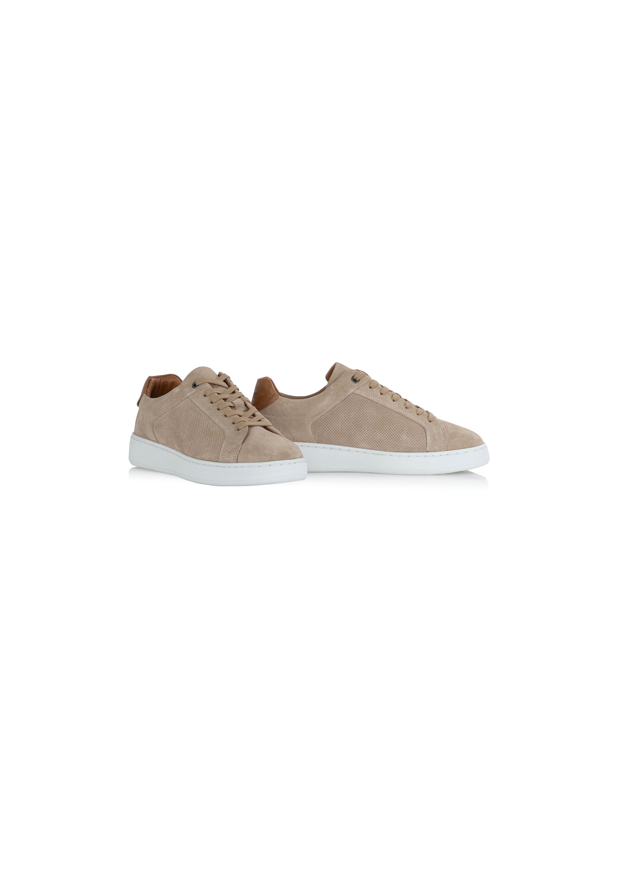 Beige leather men's sneakers BUTYM-0452-81(W24)-02