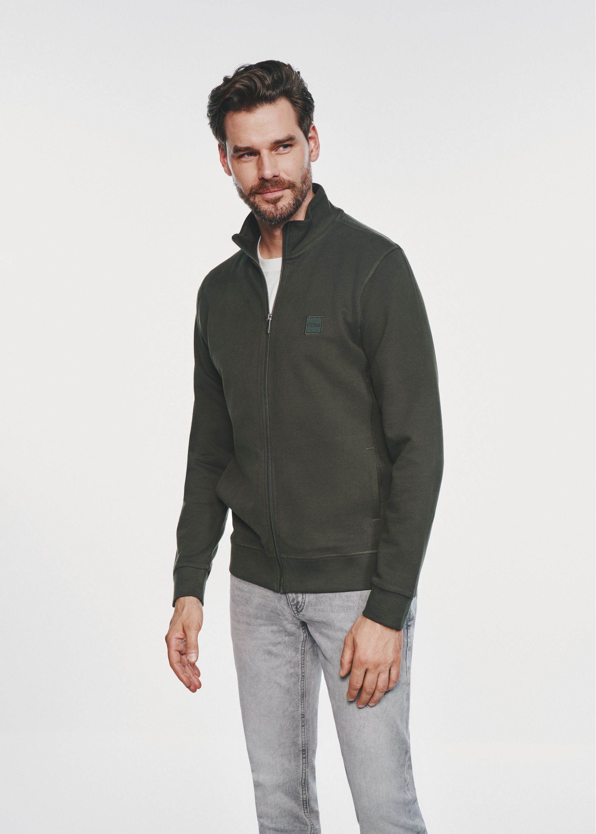 Green cotton men's sweatshirt without hood BLZMT-0061-54(Z24)