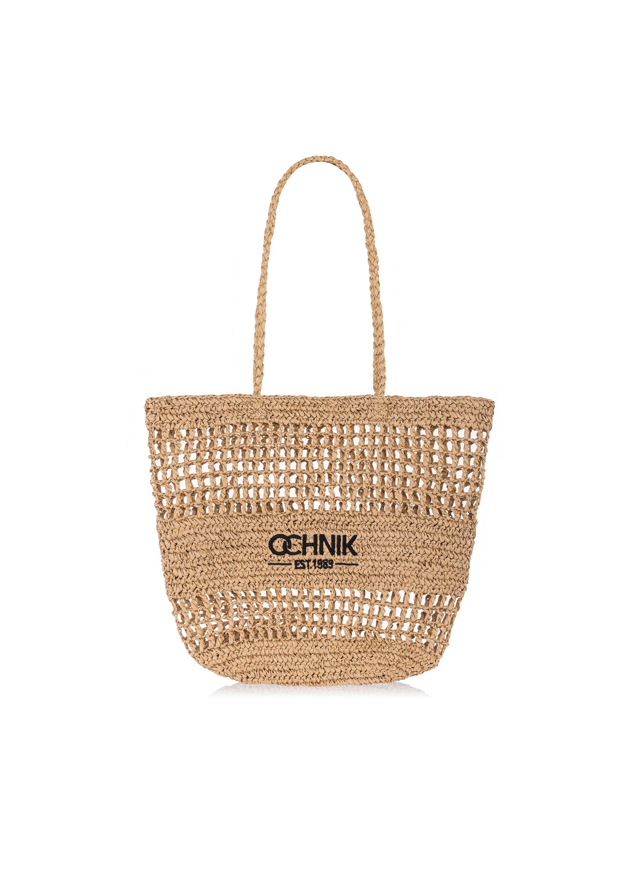 Straw beige shopper bag for women TOREC-0924A-25(W25)