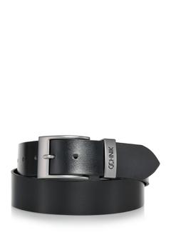 Leather black men's belt PASMS-0127C-98(Z24)