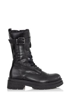 Women's leather ankle boots in combat boot style BUTYD-0939A-99(Z24)