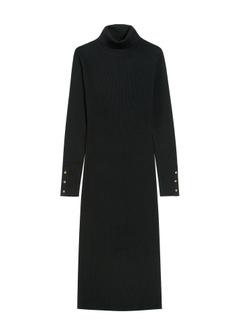 Black midi dress with turtleneck SUKDT-0205-99(Z25)