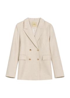 Light beige women's linen jacket ZAKDT-0049-1A(W26)