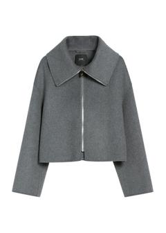 Women's short jacket in gray with wool PLADT-0066-91(Z25)