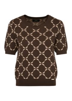 Brown women's blouse with monogram BLUDT-0181-89(Z24)