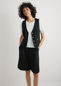 Black viscose and linen vest KAMDT-0038-99(W26)