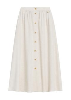 Beige linen midi skirt SPCDT-0120-81(W25)
