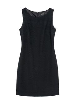 Women's short black wool dress SUKDT-0244-99(Z25)