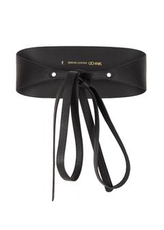 Leather black tied women's belt PASDS-0180B-99(Z24)