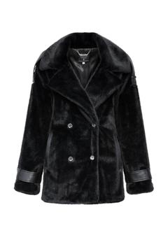 Black short women's fur coat FUTDP-0043-99(Z24)