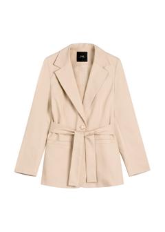 Beige women's blazer with belt ZAKDT-0030-1B(W26)