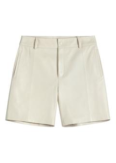 Women's cream leather shorts SPODS-0047-0B(W26)