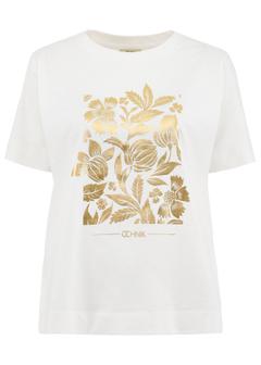 White women's T-shirt with a floral print TSHDT-0132-12(Z24)