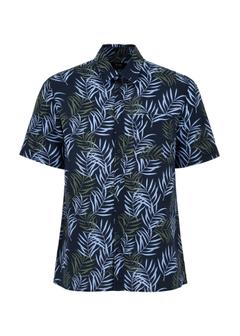 Navy blue men's short sleeve shirt KOSMT-0327-69(W24)