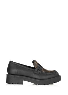 Black women's loafers with monogram BUTYD-1126-09(Z24)