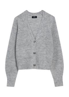 Gray women's oversized cardigan KARDT-0036-66(Z25)