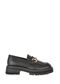 Black leather women's loafers on the platform BUTYD-1098-99(Z24)