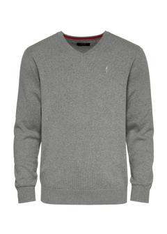 Gray men's sweater with logo SWEMT-0159-91(Z24)