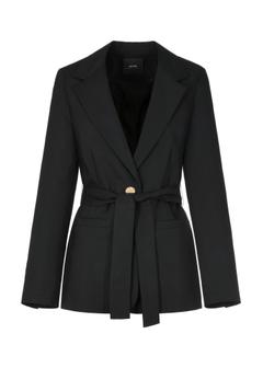 Women's black blazer with belt ZAKDT-0030-99(W25)