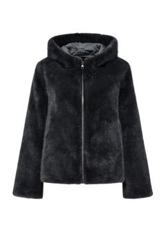 Gray short women's fur coat FUTDP-0049-91(Z24)