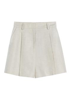 Light beige women's linen shorts SZODT-0016-1A(W26)