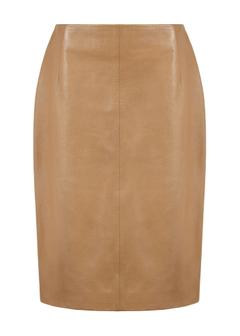 Leather skirt in dark beige SPCDS-0031-1670(Z24)