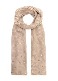 Beige women's scarf with wool SZADT-0211-24(Z25)
