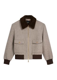 Short beige women's wool jacket PLADT-0077-1B(Z26)