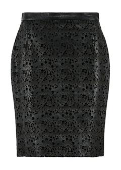 Black patterned leather skirt SPCDS-0072-5619(W25)