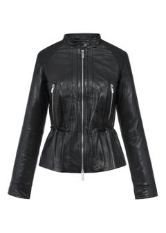 Women's black leather jacket KURDS-0499-5491(Z24)