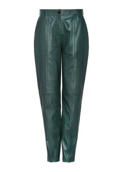 Green women's leather pants SPODS-0039-5327(Z24)