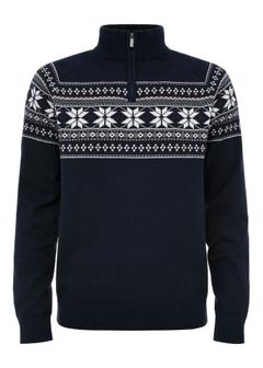 Navy blue men's sweater with stand-up collar SWEMT-0133-68(Z24)