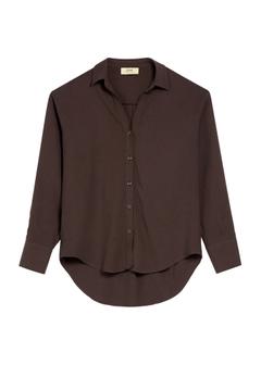 Brown women's long sleeve shirt KOSDT-0178-12(W25)