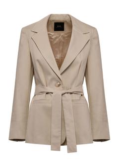 Beige women's blazer with belt ZAKDT-0030-82(W25)