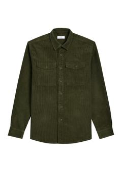 Green striped men's shirt KOSMT-0378-8B(Z26)