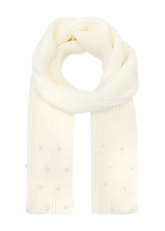 Women's white wool scarf SZADT-0211-11(Z25)