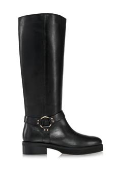 Black leather women's boots BUTYD-1112-99(Z24)