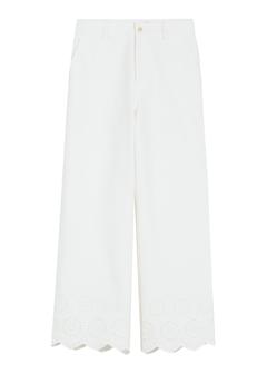 Women's white wide leg pants SPODT-0122-0B(W26)