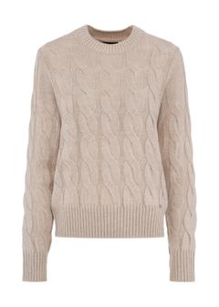 Beige women's sweater with a decorative weave SWEDT-0210-81(Z24)