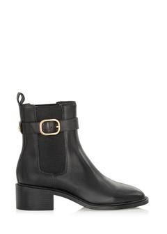 Black leather women's ankle boots BUTYD-1128-99(Z24)